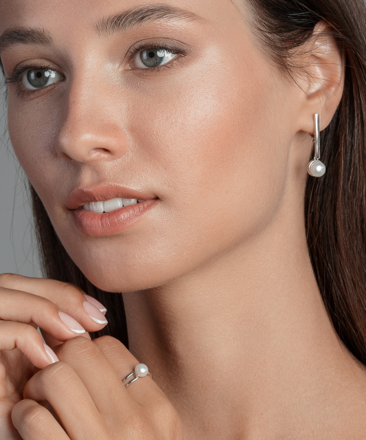 Sudraba auskari Ar Pērlēm - auskari ar pērlēm - Goldinga