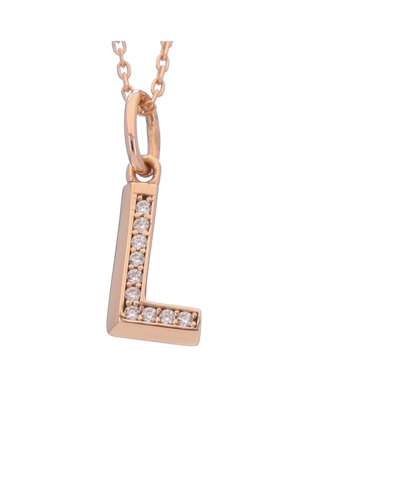 Zelta piekariņš ar cirkonijiem, L burts - Zelta Kuloni - Goldinga