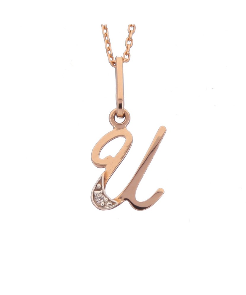 Auksinis pakabukas su cirkoniais raidė U - Auksiniai pakabukai - Goldinga