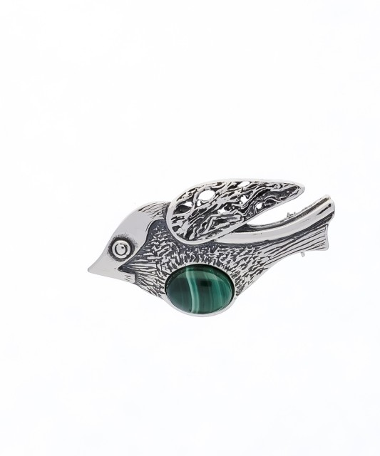 Sudraba sakta ar malahītu "Putns" - Saktas - Goldinga