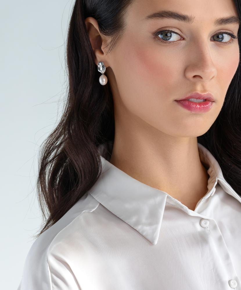 Sudraba auskari ar pērlēm - auskari ar pērlēm - Goldinga