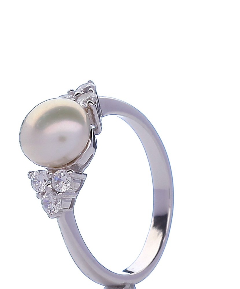 Sudraba gredzens ar pērlēm un cirkonijiem - Sidabriniai žiedai - Goldinga