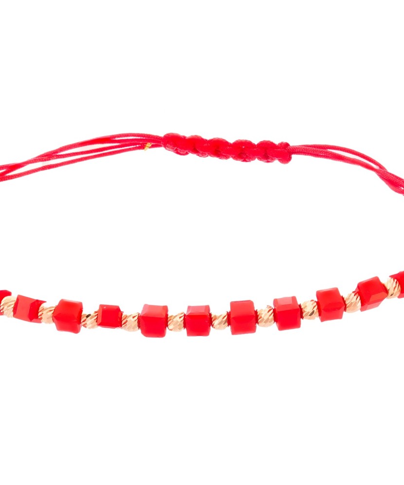 Raudono siūlo apyrankė su auksu - Siūlų apyrankės - Goldinga