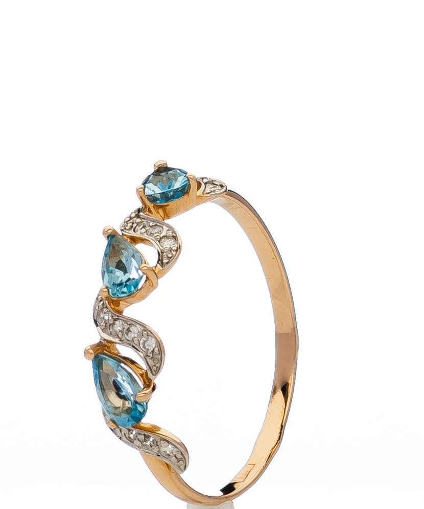 Zelta gredzens ar topāziem un cirkonijiem - Zelta Gredzeni - Goldinga