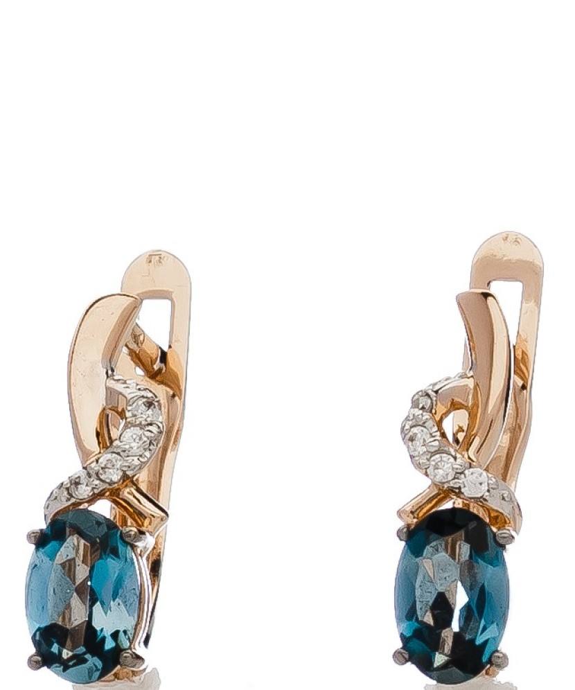 Zelta auskari ar Londonas topāzu un kristāliem - Zelta Auskari - Goldinga