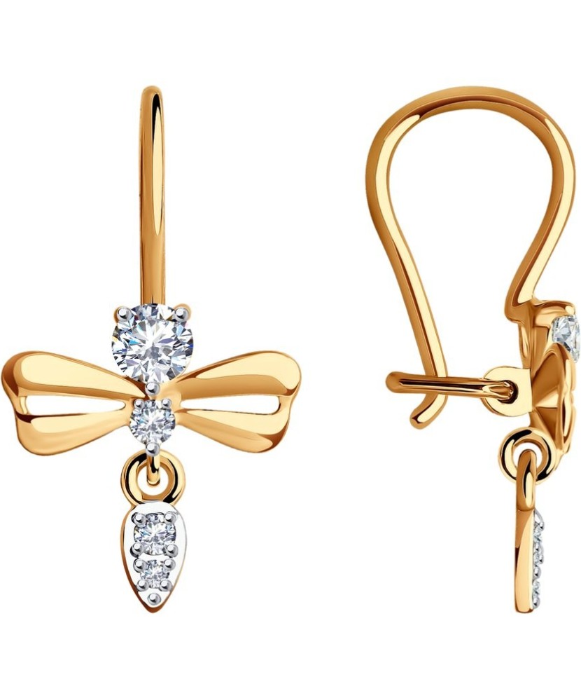 Золотые серьги с цирконами