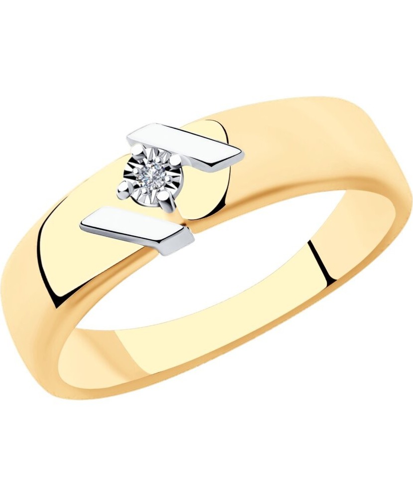 Кольцо из позолоченного серебра с алмазом