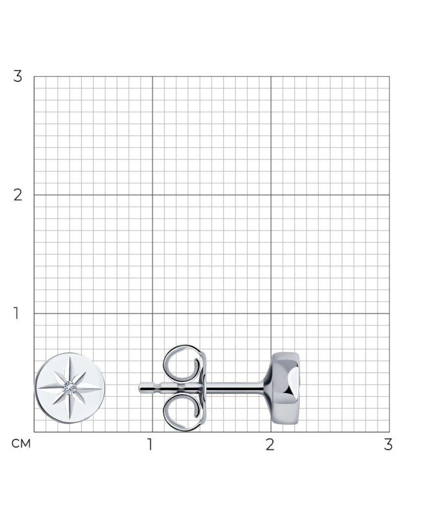 Серьги из серебра с алмазами
