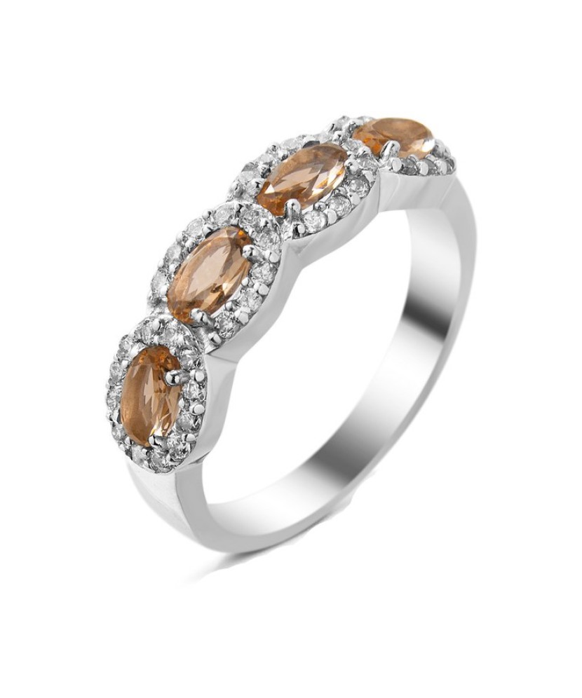 Серебряное кольцо с султанитами и цирконами