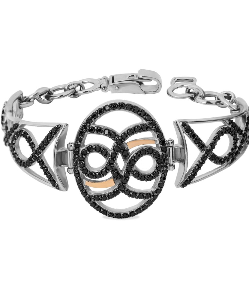 Apzeltīta sudraba rokassprādze ar cirkonijiem - sudraba rokassprādzes - Goldinga