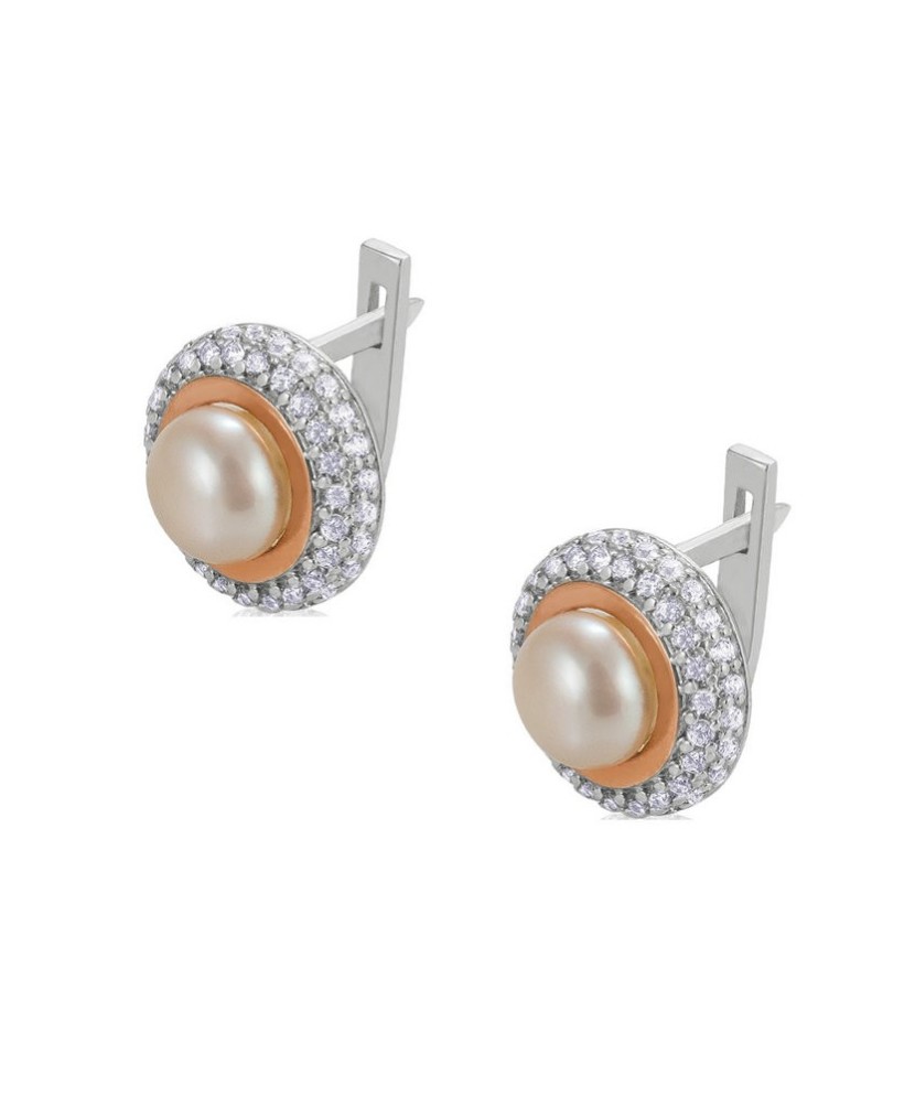 Sidabriniai auskarai su perlu dengti auksu - Auskarai su perlais - Goldinga