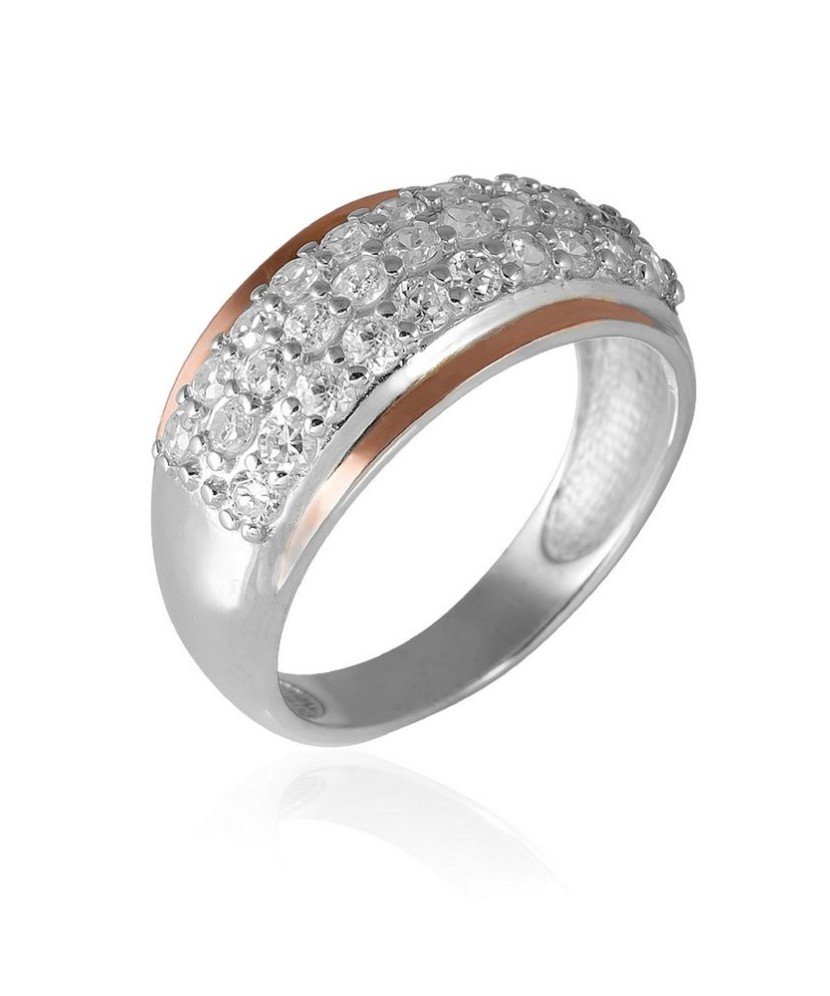 Sudraba apzeltīts gredzens ar cirkonijiem - Sidabriniai žiedai - Goldinga