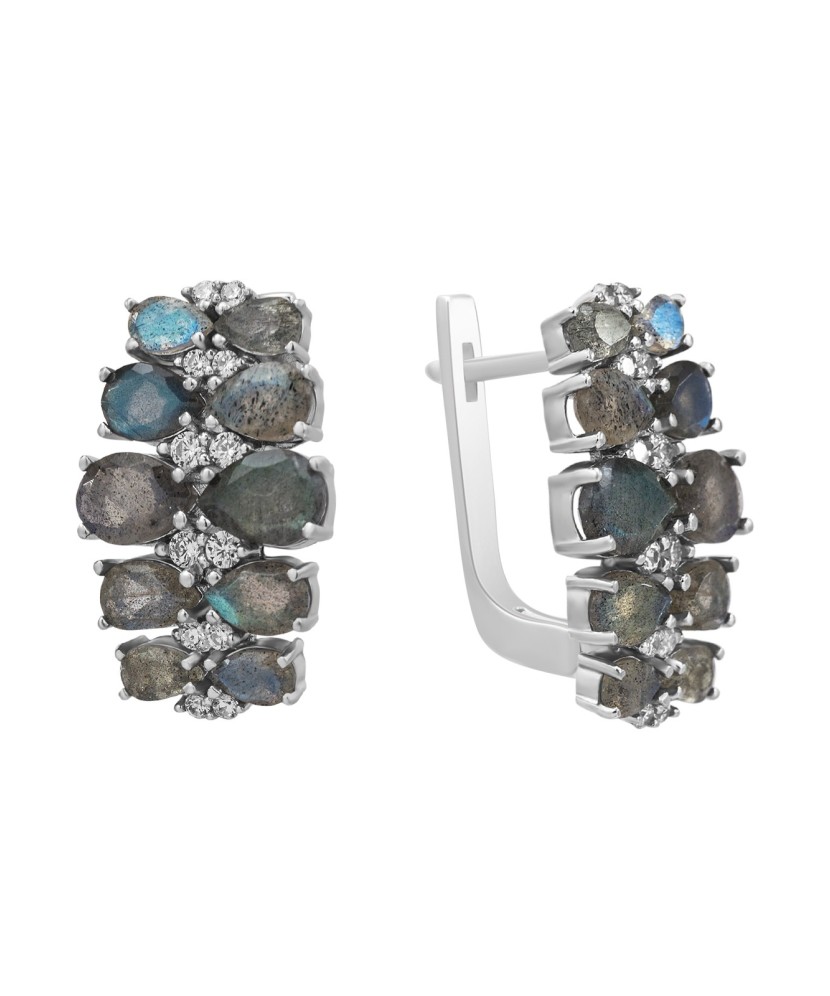 Sudraba auskari ar labradorītiem un cirkonijiem - Sudraba Auskari - Goldinga