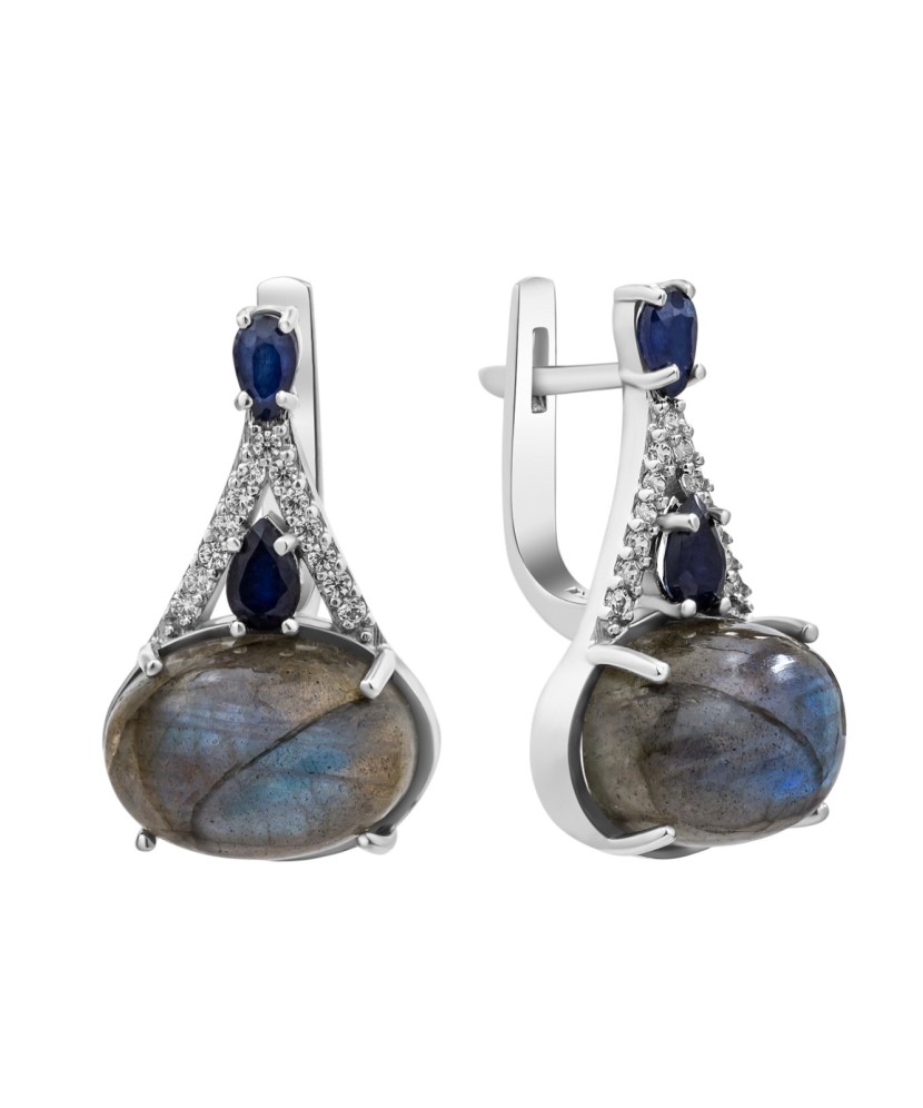 Sudraba auskari ar labradorītu un cirkonijiem - Sudraba Auskari - Goldinga