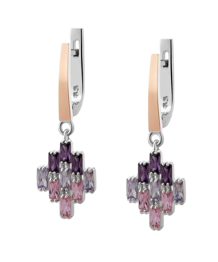 Sidabriniai auskarai su cirkoniais dengti auksu - Sidabriniai auskarai - Goldinga