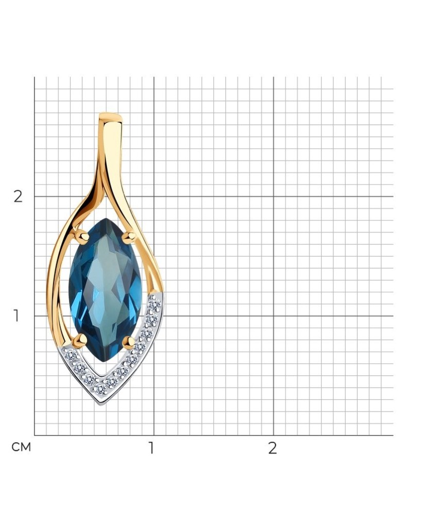 Auksinis pakabukas su topazu ir cirkoniais - Auksiniai pakabukai - Goldinga