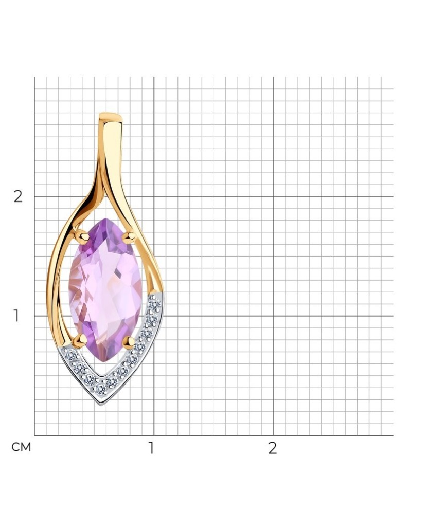 Zelta piekariņš ar ametistu un cirkonijiem - Zelta Kuloni - Goldinga