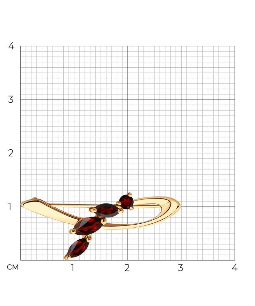 Auksinė sagė su granatu - Sagės - Goldinga