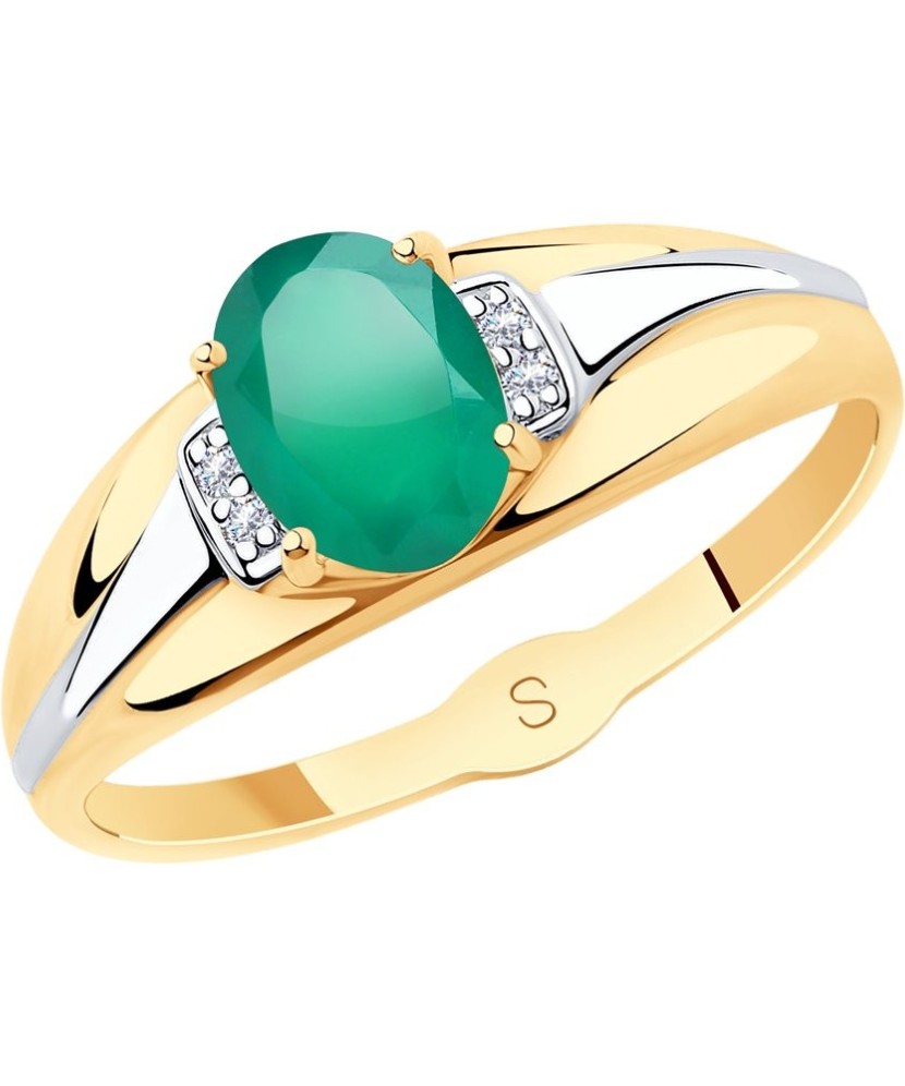 Zelta gredzens ar ahātu un cirkonijiem - Zelta Gredzeni - Goldinga