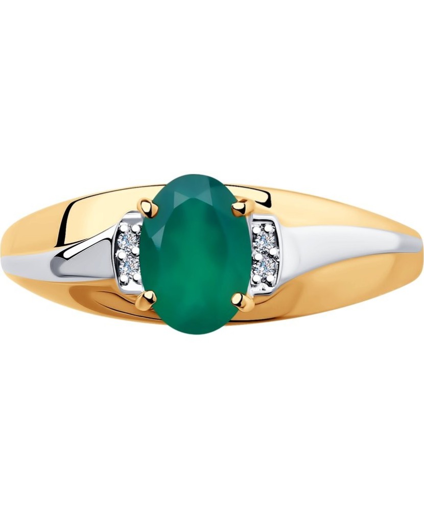 Zelta gredzens ar ahātu un cirkonijiem - Zelta Gredzeni - Goldinga