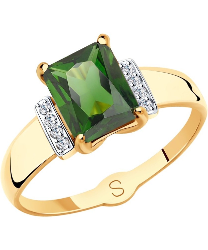 Zelta gredzens ar sitālu un cirkonijiem - Zelta Gredzeni - Goldinga