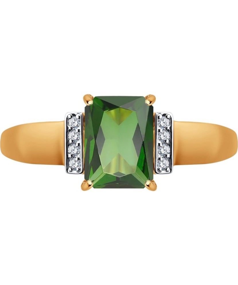 Zelta gredzens ar sitālu un cirkonijiem - Zelta Gredzeni - Goldinga