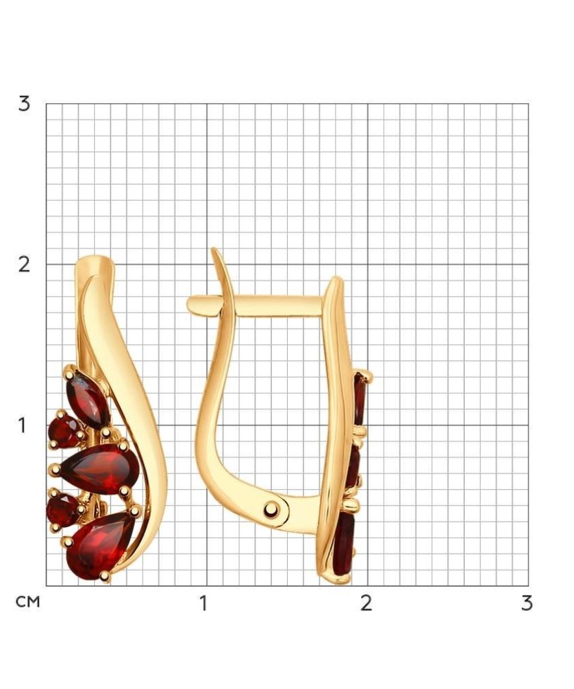 Auksiniai auskarai su granatais - Auksiniai auskarai - Goldinga