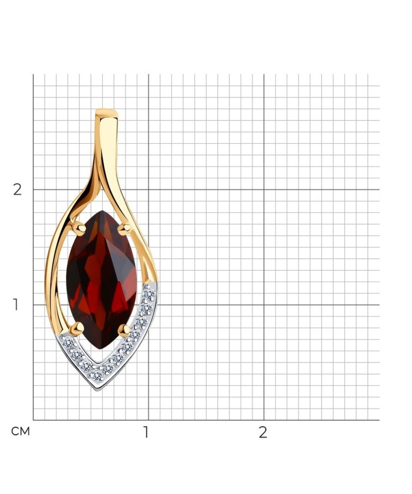 Auksinis pakabukas su granatu ir cirkoniais - Auksiniai pakabukai - Goldinga