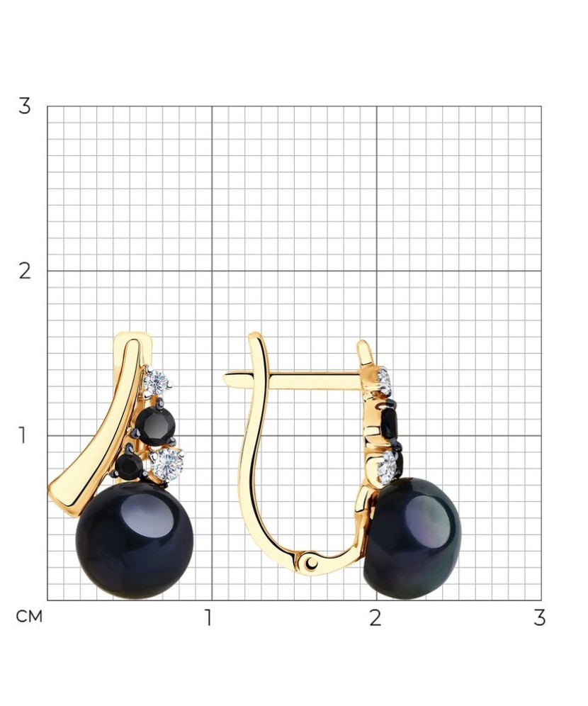 Zelta auskari ar pērli un cirkoniju - Zelta Auskari - Goldinga