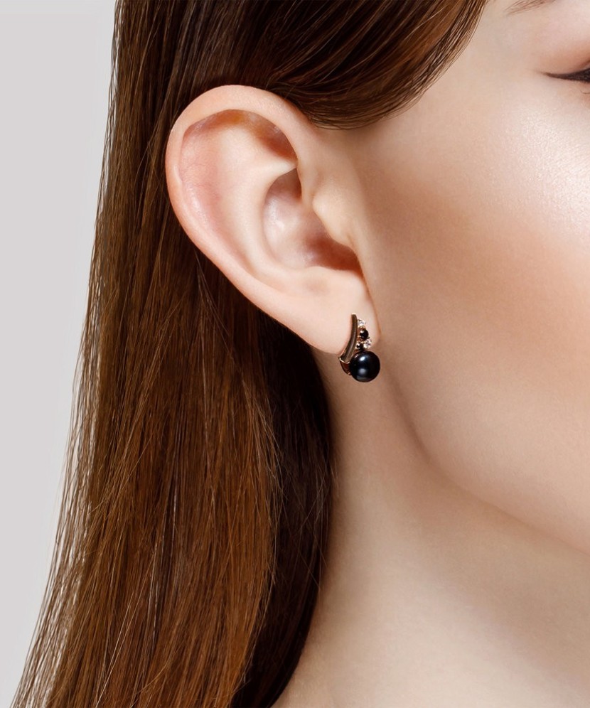 Auksiniai auskarai su perlu ir cirkoniu - Auksiniai auskarai - Goldinga