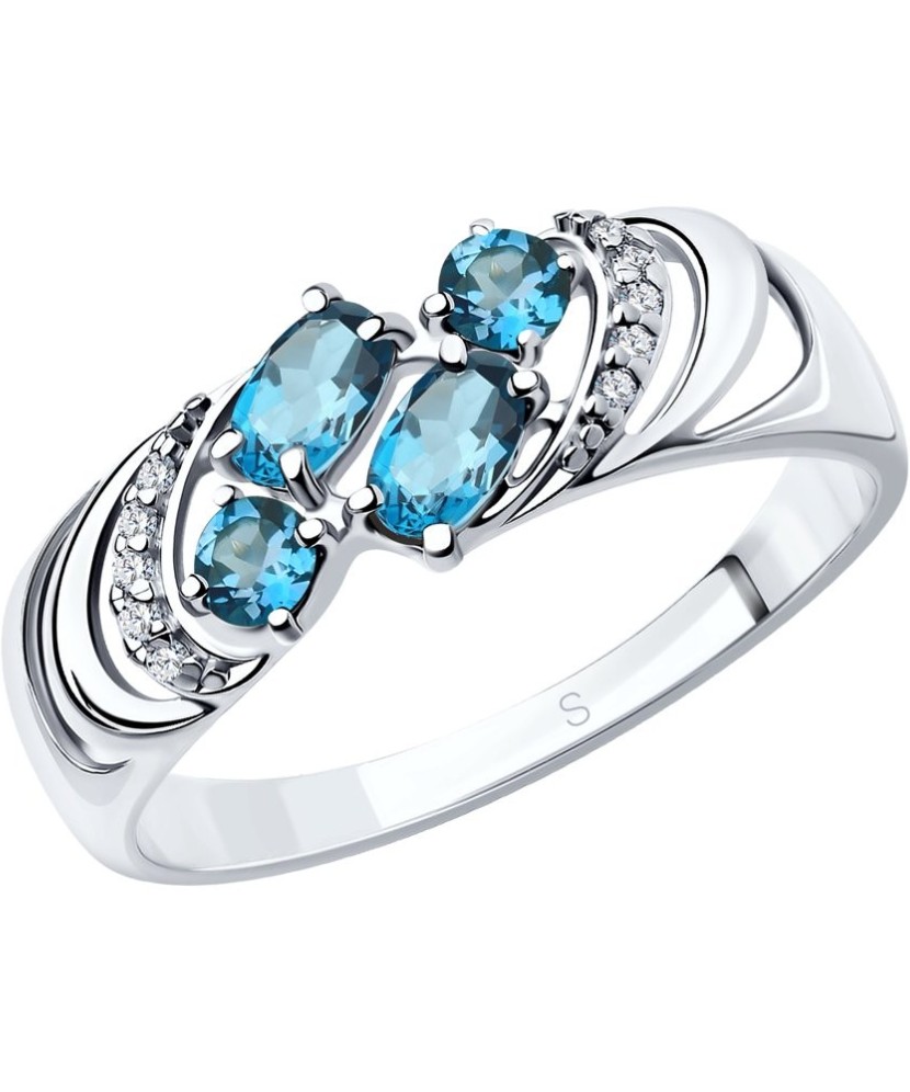 Sidabrinis žiedas su London topazais ir cirkoniais - Sidabriniai žiedai - Goldinga