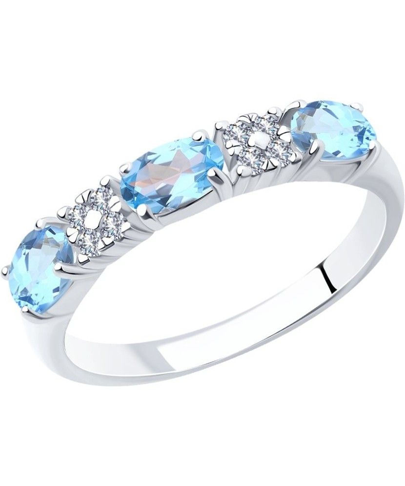 Sudraba gredzens ar topāziem un cirkonijiem - Sidabriniai žiedai - Goldinga