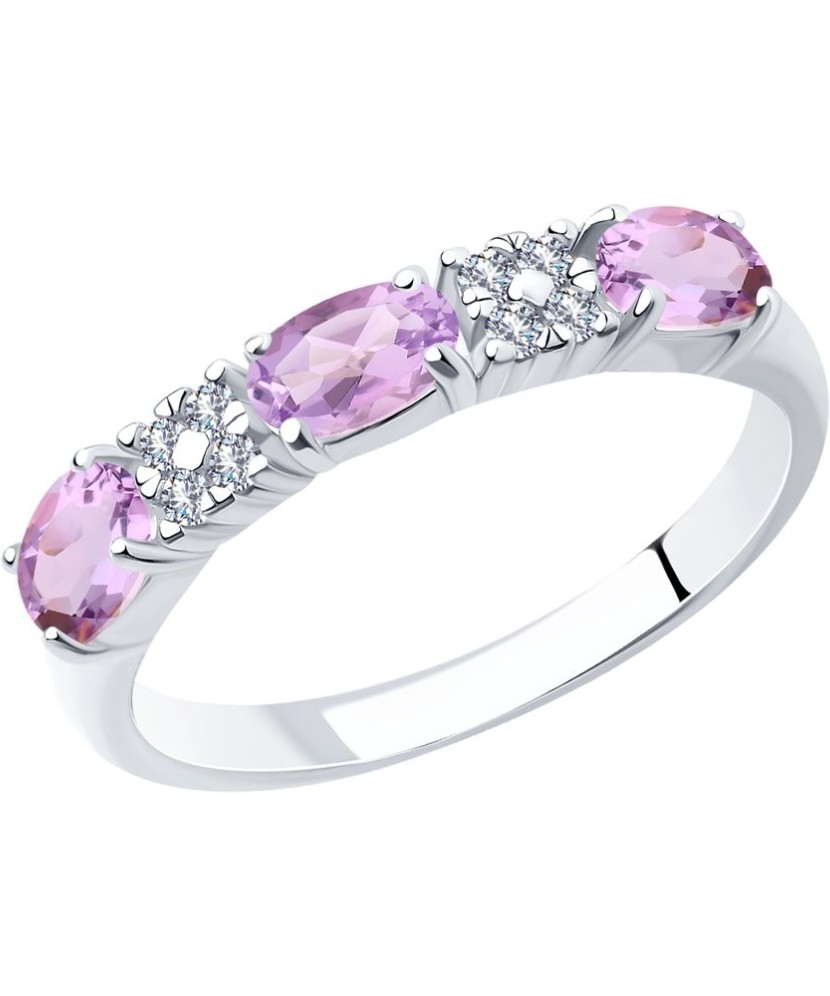 Sudraba gredzens ar ametistiem un cirkonijiem - Sidabriniai žiedai - Goldinga