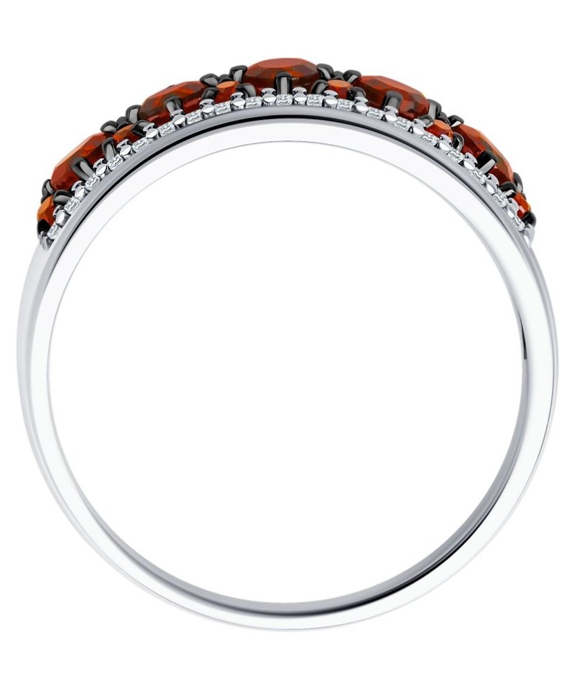 Sudraba gredzens ar granātiem un cirkonijiem - Sidabriniai žiedai - Goldinga