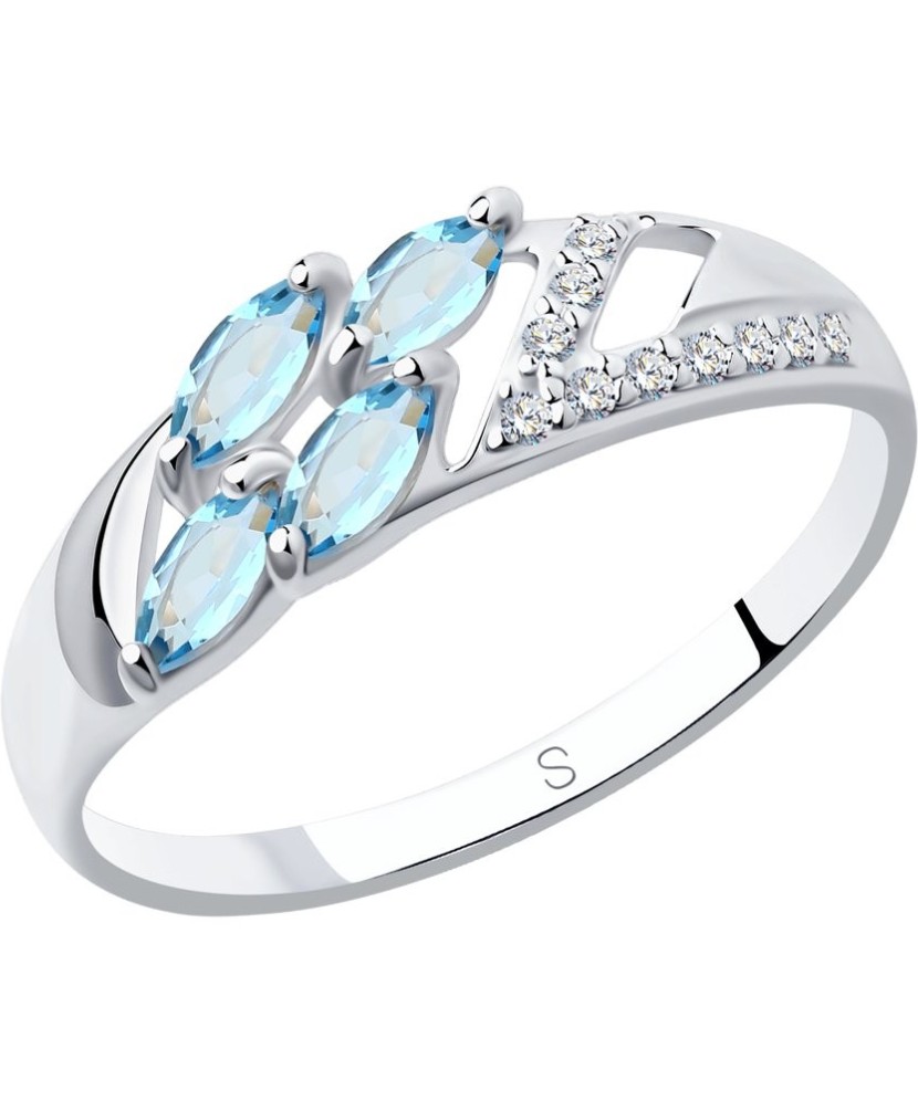 Sudraba gredzens ar topāziem un cirkonijiem - Sidabriniai žiedai - Goldinga