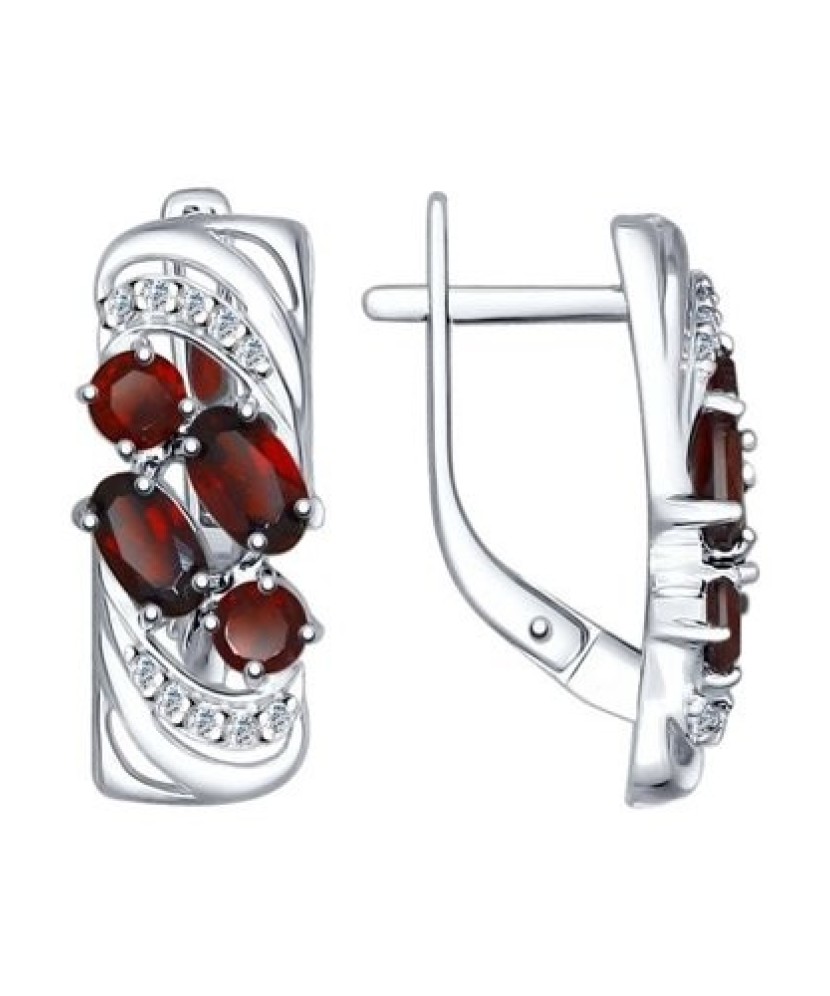 Sudraba auskari ar granātiem un cirkonijiem - Sudraba Auskari - Goldinga