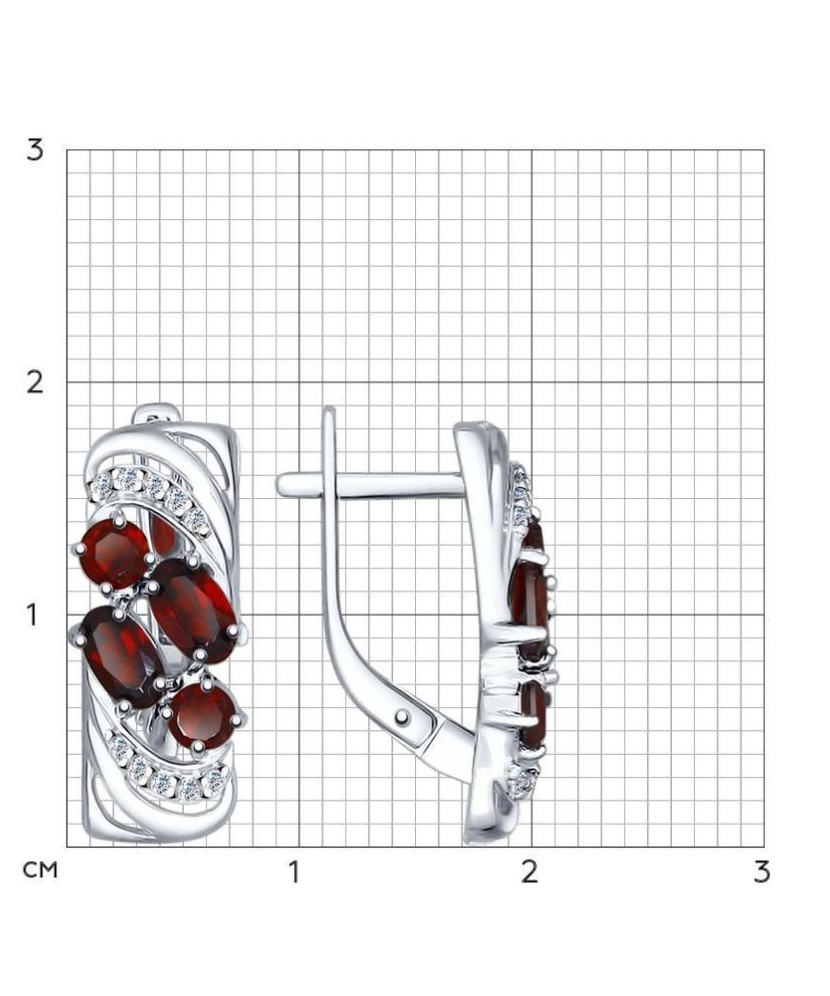 Sudraba auskari ar granātiem un cirkonijiem - Sudraba Auskari - Goldinga