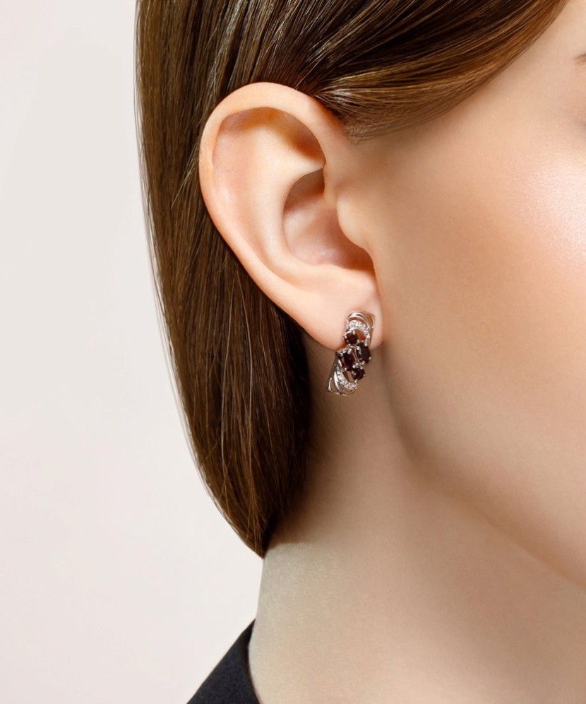 Sudraba auskari ar granātiem un cirkonijiem - Sudraba Auskari - Goldinga