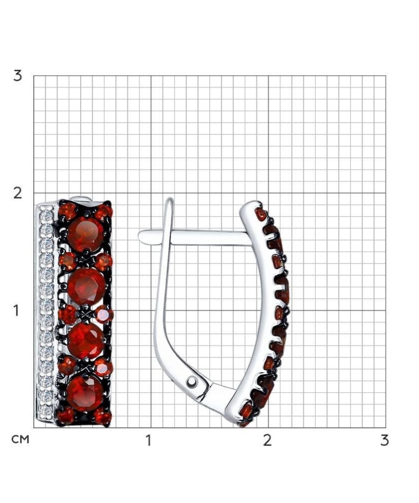 Sudraba auskari ar granātiem un cirkonijiem - Sudraba Auskari - Goldinga