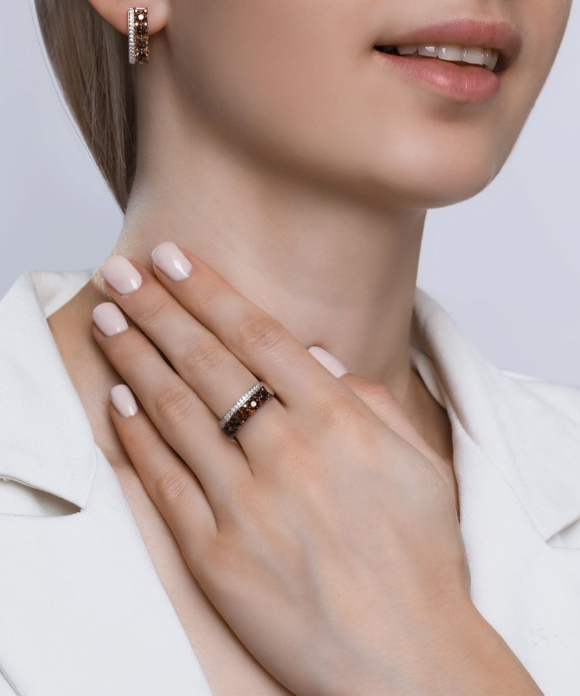 Sudraba auskari ar granātiem un cirkonijiem - Sudraba Auskari - Goldinga