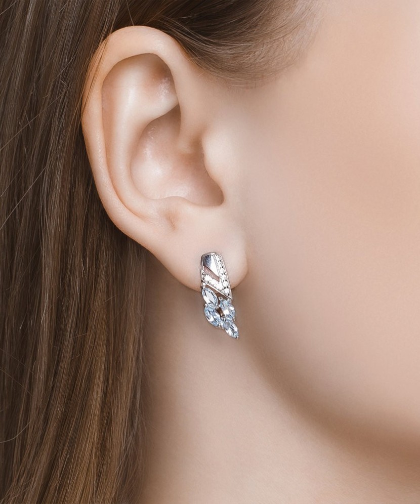 Sidabriniai auskarai su Topazais ir cirkoniais - Sidabriniai auskarai - Goldinga