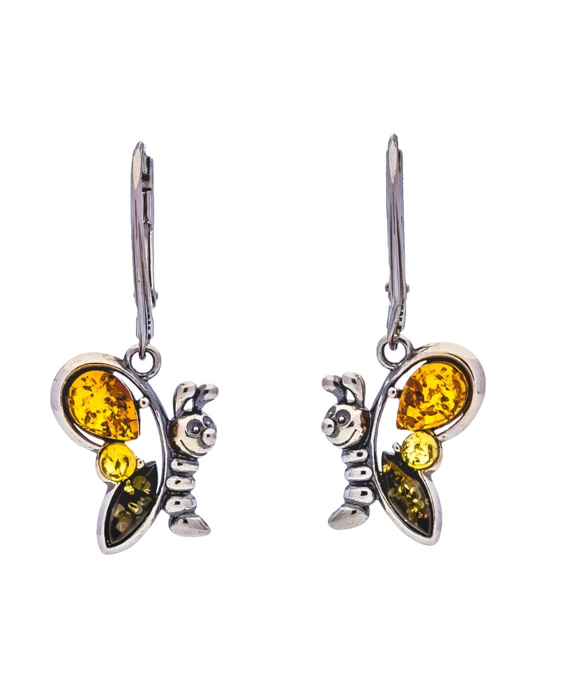 Sudraba auskari ar dzintariem "Tauriņš" - Sudraba Auskari - Goldinga