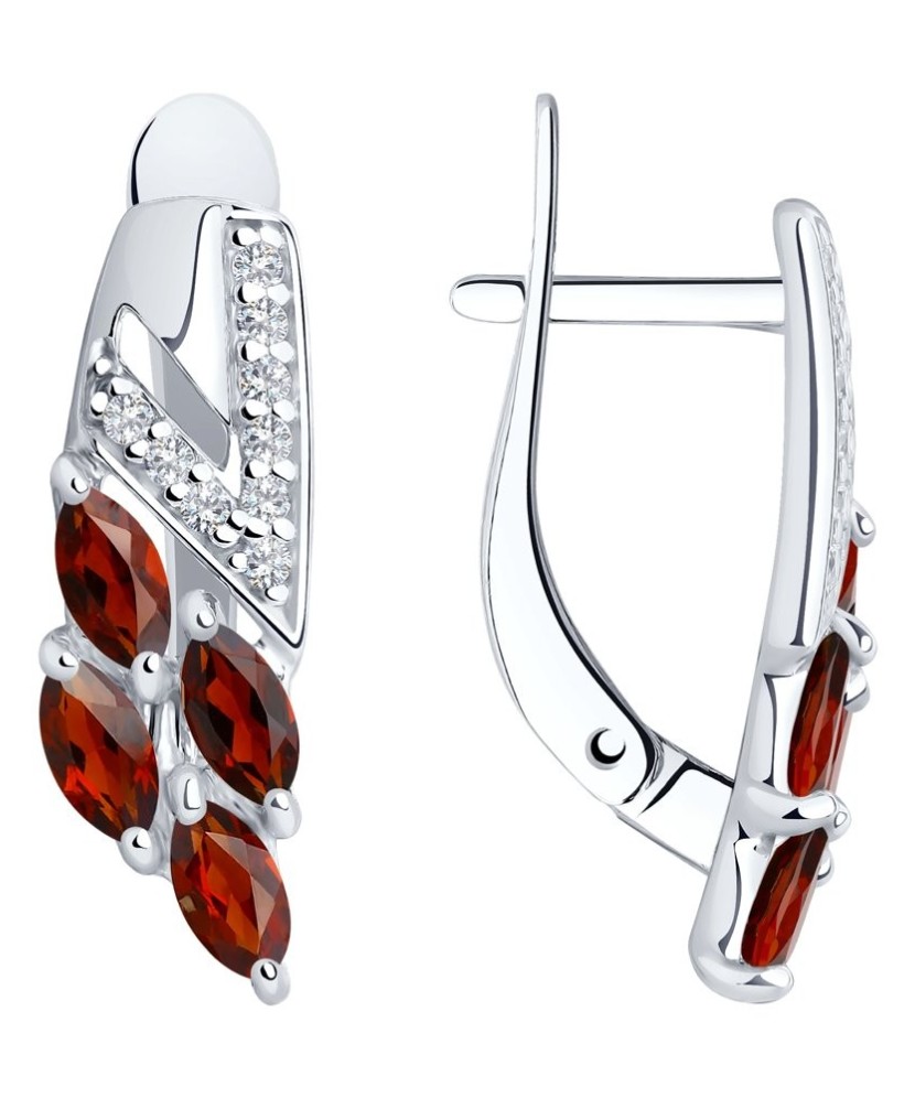 Sudraba auskari ar granātiem un cirkonijiem - Sudraba Auskari - Goldinga