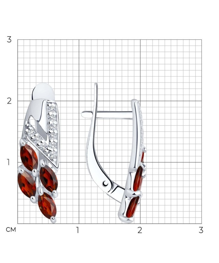 Sudraba auskari ar granātiem un cirkonijiem - Sudraba Auskari - Goldinga