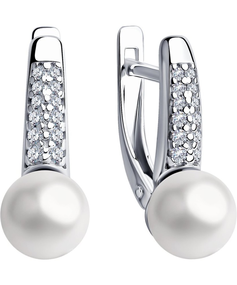 Sudraba auskari ar pērli un cirkonijiem - Sudraba Auskari - Goldinga