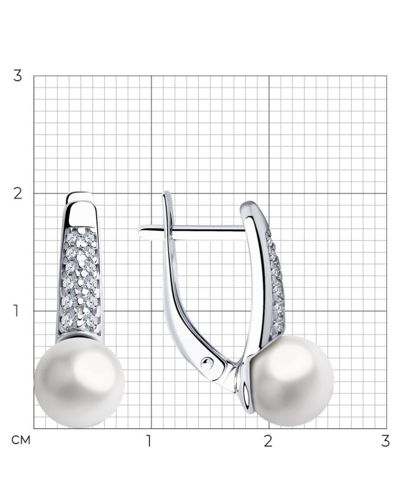 Sudraba auskari ar pērli un cirkonijiem - Sudraba Auskari - Goldinga