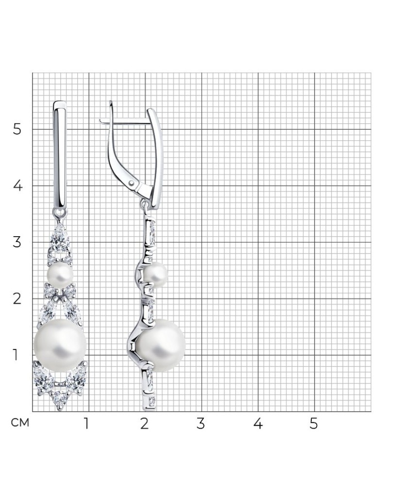Sidabriniai auskarai su perlu ir cirkoniais - Sidabriniai auskarai - Goldinga