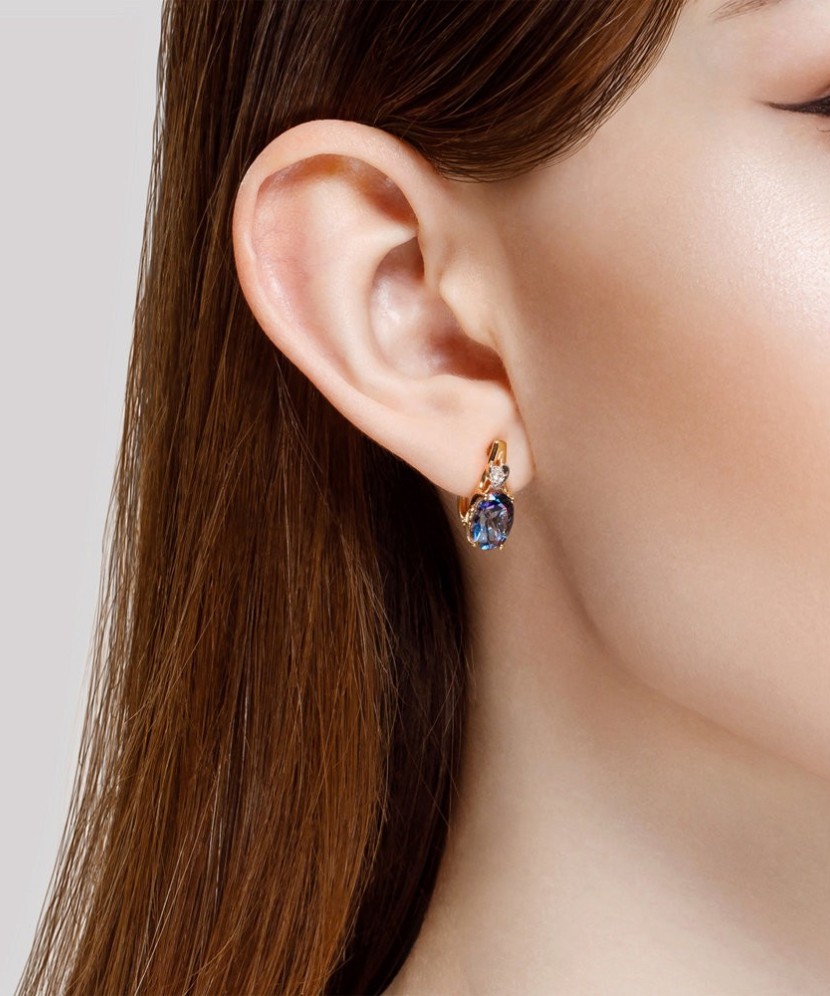 Auksiniai auskarai su Swarovski topazu ir cirkoniu - Auksiniai auskarai - Goldinga