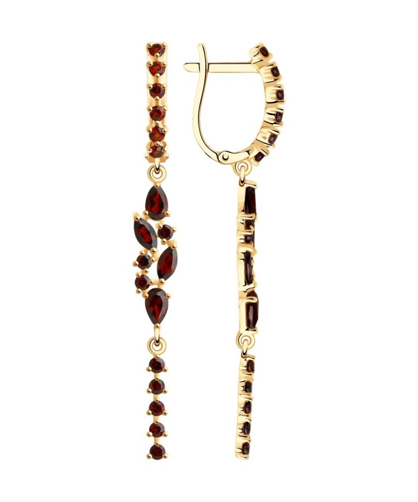 Auksiniai auskarai su granatais - Auksiniai auskarai - Goldinga