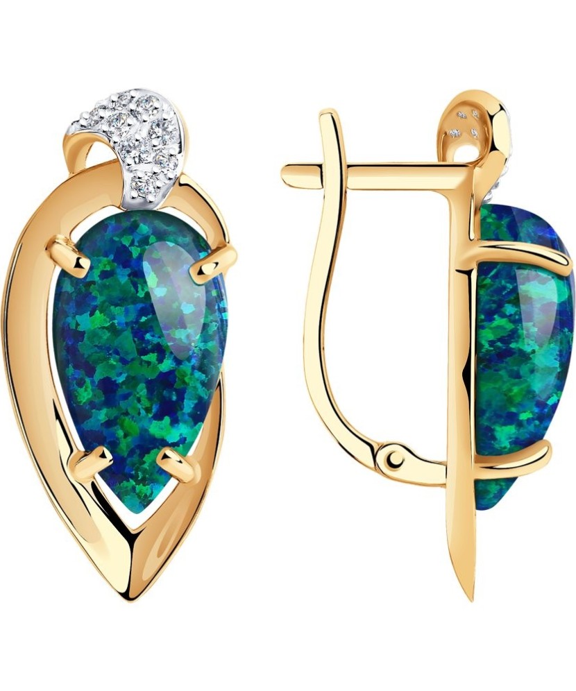 Auksiniai auskarai su opalu ir cirkoniais - Auksiniai auskarai - Goldinga